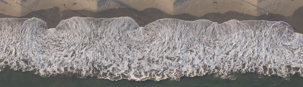 Aerial view of waves on the Pacific Coast of the US.